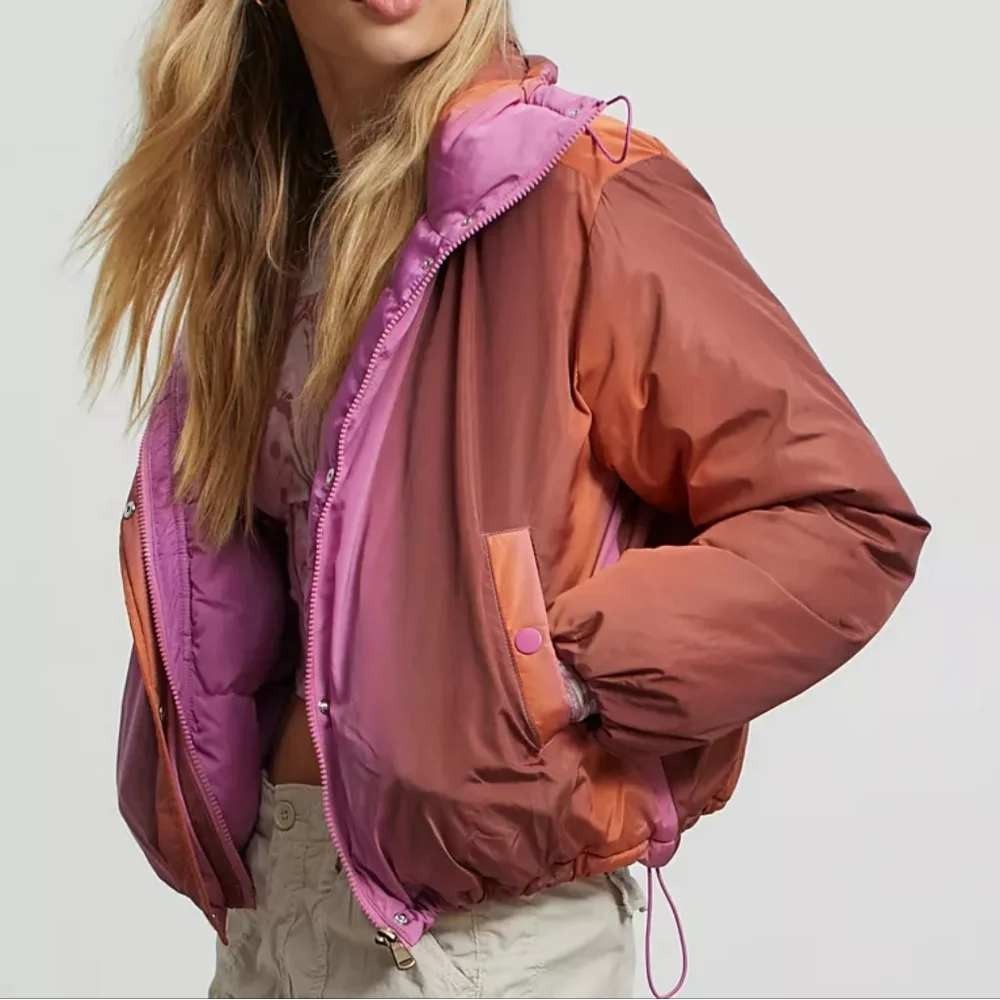 BDG Urban Outfitters Isla Funnel‎ Neck Ombre Puffer Jacket Orange/Purple Small
